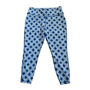 Crown & Ivy Blue Stretch  Flower Ankle Workout Leggings Size XL